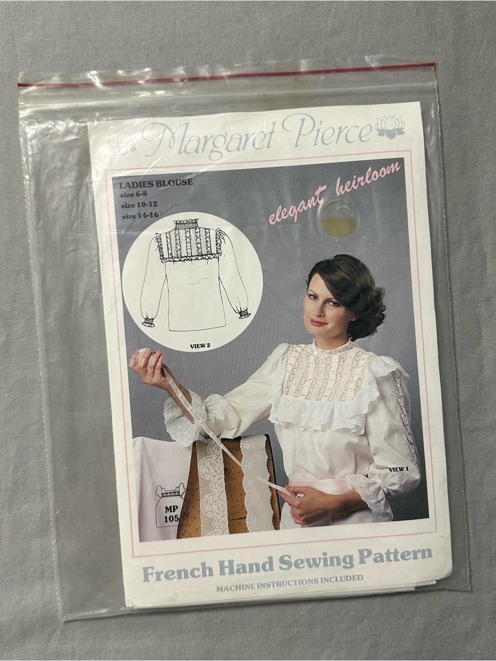 Vintage Margaret Pierce Victorian Blouse Sewing Pattern MP105 Sz 14-16